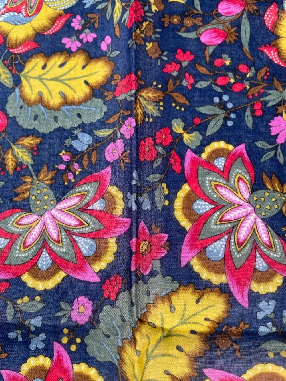 Vintage Yves Saint Laurent Floral Cotton Scarf